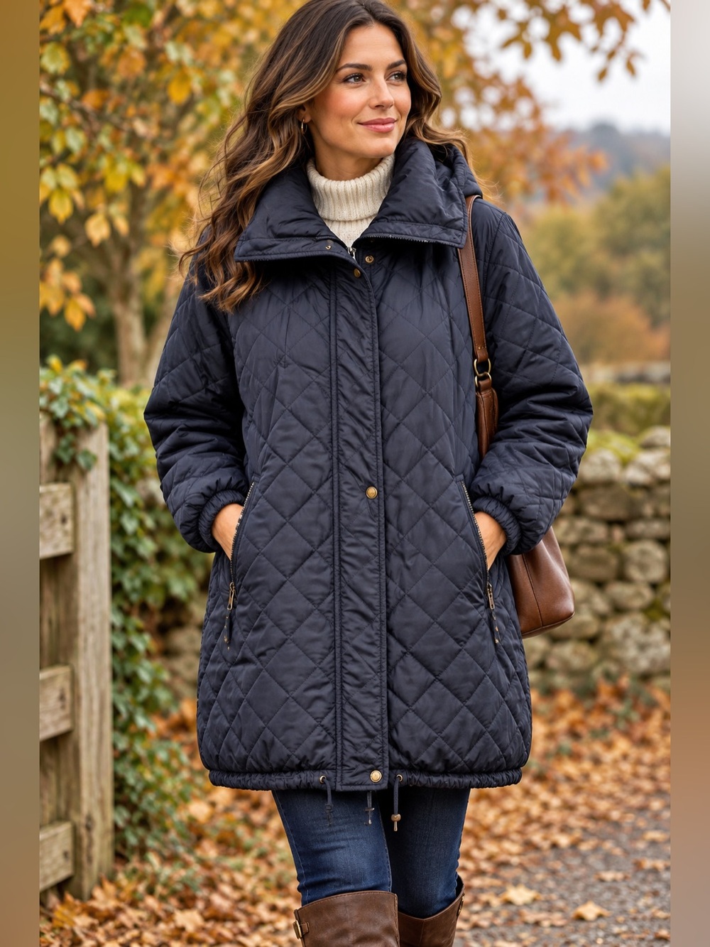 Weekend Edition Diamond Quilted Hooded Barn Jacket Navy Blue Size Large